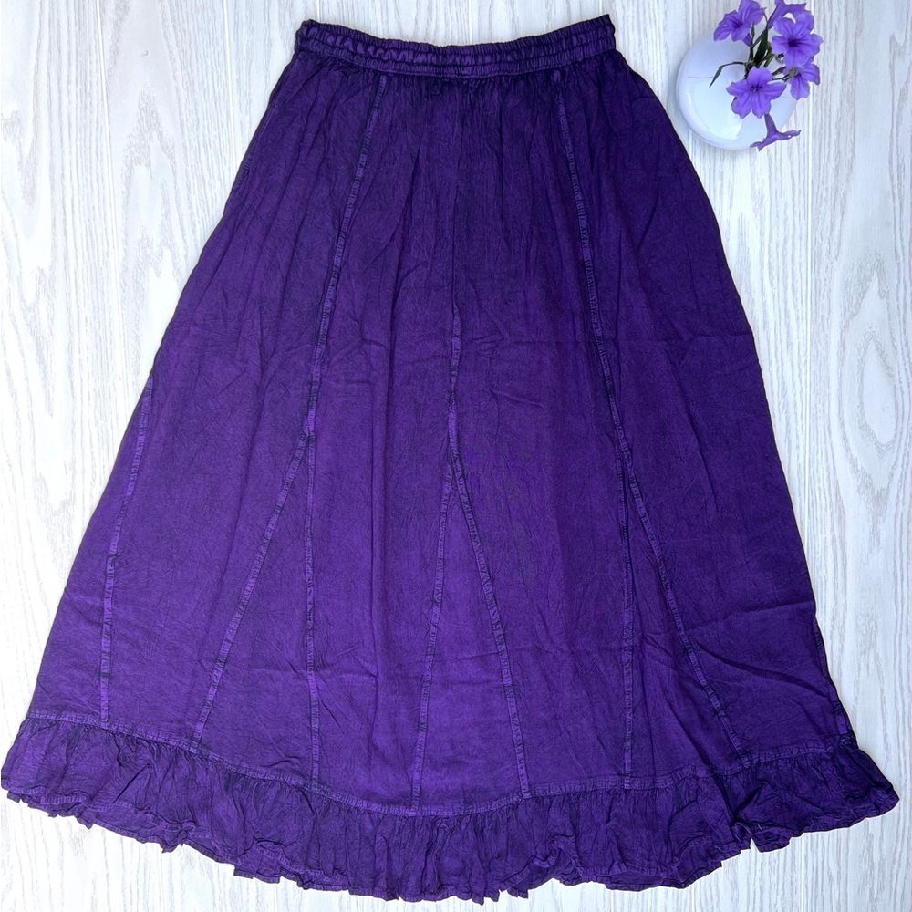 Purple VintageVibe Maxi Skirt Floral Patchwork and Embroidery - Picture 8 of 9